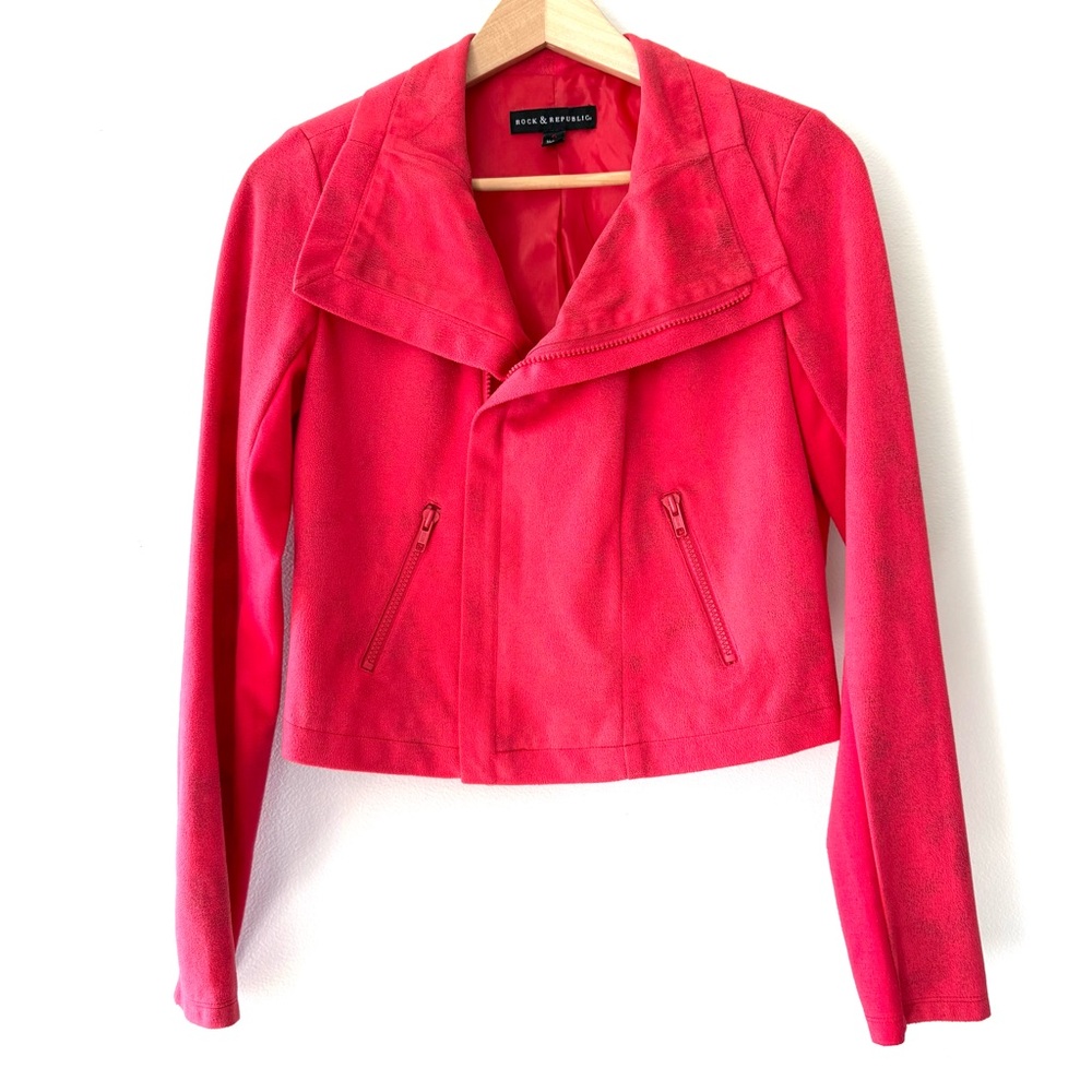 Rock & Republic Red Distressed Cropped Moro Jacket - Picture 1 of 14